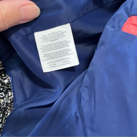 J. Crew Belle Sequin Lady Tweed Jacket Black White 6 - Picture 7 of 8